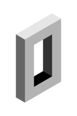 Gray number 0 in isometric style. Isolated on white background. Learning numbers, serial number, price, place.