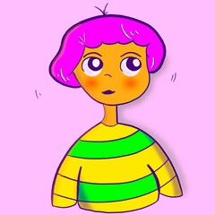 cartoon girl with pink hair avatar