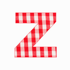 Lowercase letter z - Red checkered napkin background