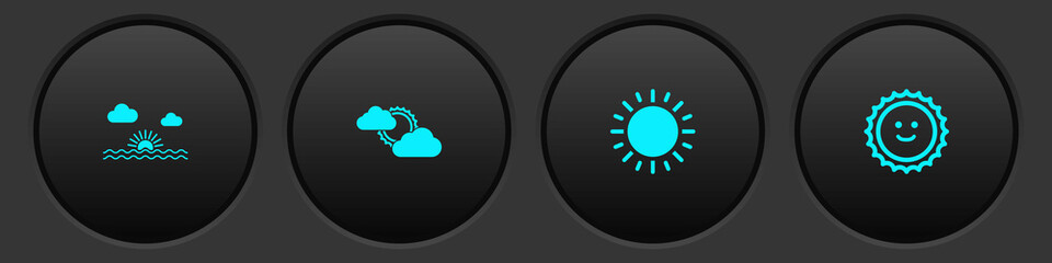 Set Sunset, and cloud weather, and icon. Vector