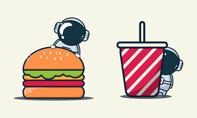 cute astronaut and food