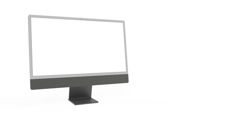 Realistic flat screen computer monitor 3de style mockup with blank screen isolated 3d