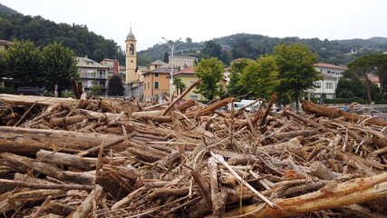 Europe, Italy, Como, July 2021  extensive damage after the flood in Como - Lake Como is full of...