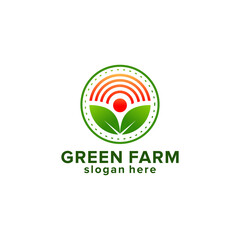 Farm logo design template. seed, leave, sun, grow very cool easy to remember suitable for your business symbol