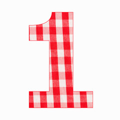 Number 1 (one) - Red checkered fabric tablecloth