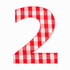 Number 2 digit - Red checkered napkin background