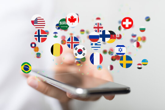 World map with all states and their flags