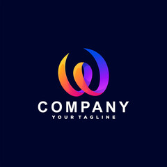 letter w color logo design