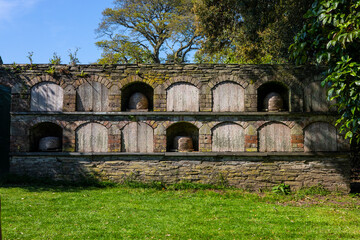 Bee Hives at the Lost Gardens of Heligan in Cornwall, UK