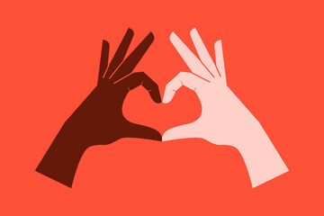 Hands clasped together making a heart. Supporting diversity. 