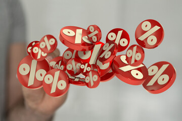 Sales icons floating in the air 3D rendering