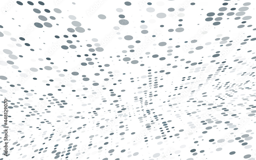 Poster dotted space with gray and black dots. perspective pattern