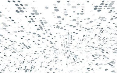 Dotted space with gray and black dots. Perspective pattern