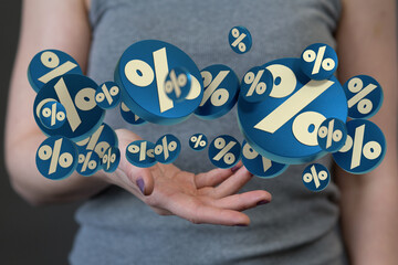 Sales icons floating in the air 3D rendering