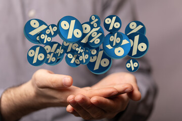 Percent sign 3d symbol modern in hand