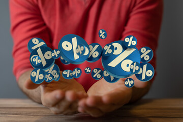 Percent sign 3d symbol modern in hand