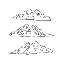 Silhouette of mountains by one black line