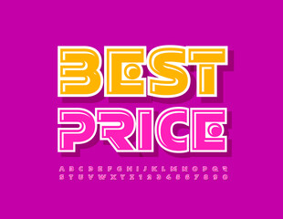 Vector marketing tag Best Price. Bright artistic Font. Abstract style Alphabet Letters and Numbers set