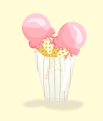 Still life with popsicles on a yellow background