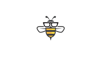 Creative bee geek glasses logo vector symbol