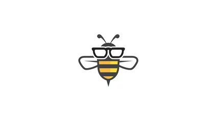Fotobehang Creative bee geek glasses logo vector symbol © abrastack