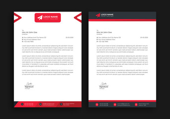 Creative Business Letterhead Template Design Corporate Style Simple Design Template Vector illustration. white Red Colour Variation Design