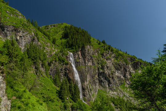 Schleierfall waterfall near Sportgastein place between big mountains