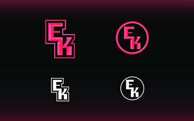 Initials EK logo with a bright color is suitable for E sports teams and others