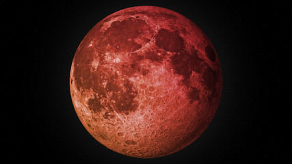 Blood Moon. Lunar eclipse. Super moon. 3D illustration