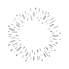 Obraz premium Sunburst doodle illustration. Star burst hand drawn linear explosion. Handmade Design elements.