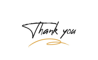 Thank you lettering. Handwritten style calligraphy. Hand drawn vector illustration. Thanks.