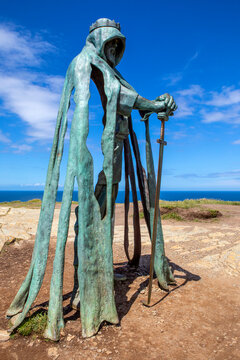 King Arthur Or Gallos Statue At Tintagel Castle In Cornwall