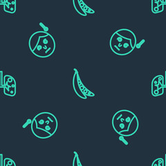 Set line Kidney beans, High human body temperature and Lungs on seamless pattern. Vector