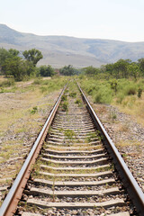 Fototapeta na wymiar old railway railroad tracks in the mountains