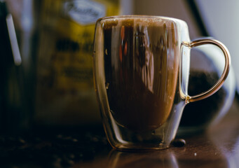 Coffee machine. Coffee in the cup