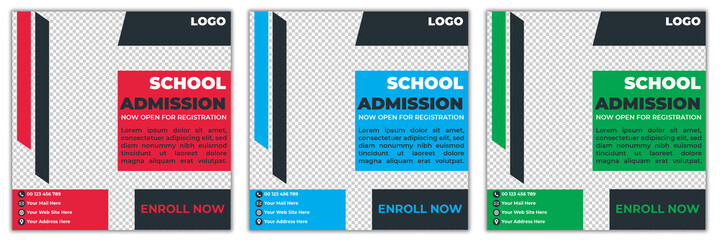 back to school social media post template design, Kids School Admission Social Media Post Design, School Admission Instagram Post Banner, Kids School Admission Facebook Cover & Instagram Banner