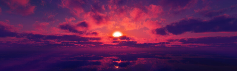 Fototapeta premium sunset calmly sea sun ray 3d render