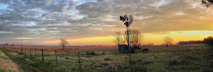 Hockley Texas Sunrise Windmill - obrazy, fototapety, plakaty