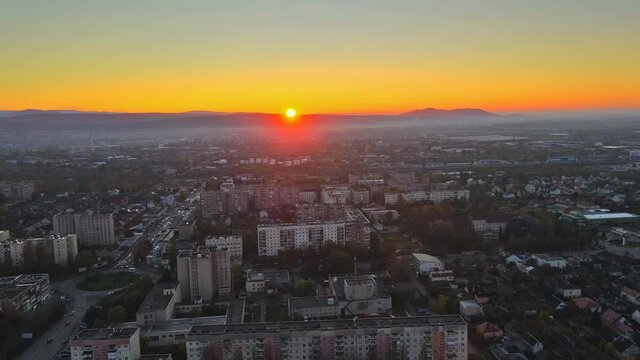 View of the city from the mountain of the Uzhhorod Castle, Zakarpattya Ukraine