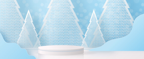 Christmas and New Year podium background vector design 3d products or show cosmetic product display. stage pedestal or platform. winter christmas red background.