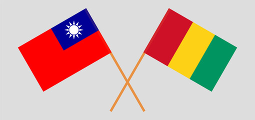 Crossed flags of Taiwan and Guinea. Official colors. Correct proportion