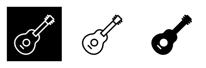 Guitar icon vector, acoustic musical instrument sign isolated. editable color