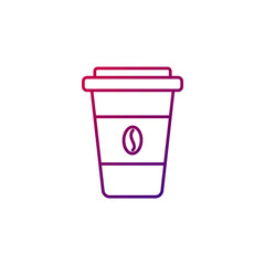 Coffee to go cup outline icon. Purple gradient symbol. Isolated vector illustration