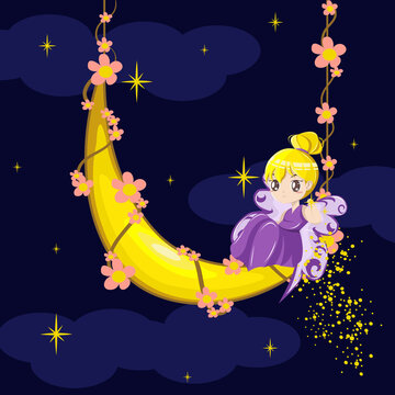 Vector illustration of purple fairy