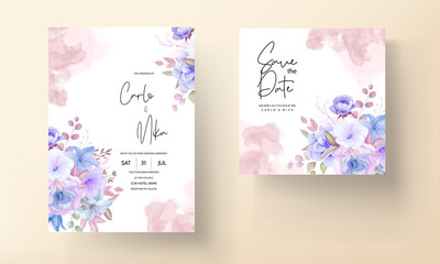 Elegant flower and leaves wedding invitation card design