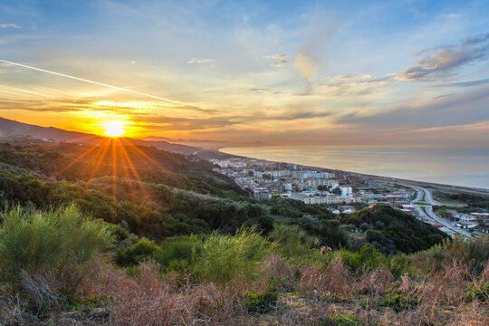 A village in algeria overlooking sea, algerian, ALGERIA Arab, A small town in state of Jijel, overlooking the Mediterranean Sea, east of Algeria. Away from Algiers, 300 km, North Africa, Maghreb.