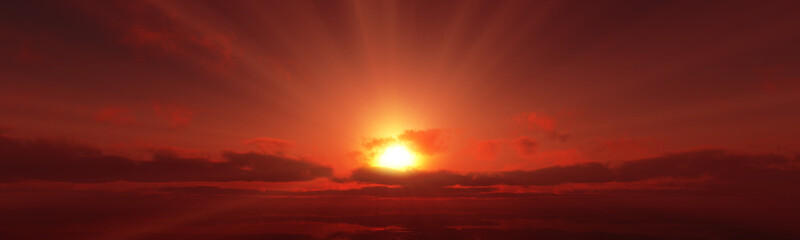 Obraz na płótnie Canvas sunset calmly sea sun ray 3d render