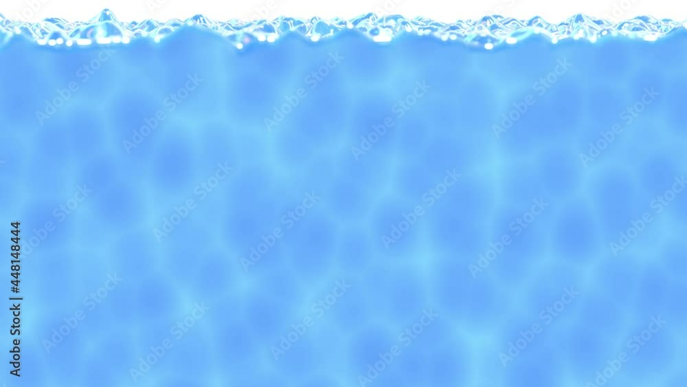 Poster realistic 60 fps 3d animation of the pouring blue water with caustics screen fill rendered in uhd wi