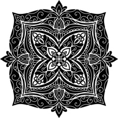 Circular Flower Mandala with vintage floral style. Vector Oriental mandala pattern. Hand drawn decorative element. Unique design with flower petal design. relax and meditation Concept for coloring boo