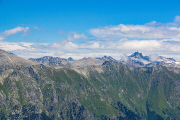 The Caucasus Mountains. Mountain peaks in summer.